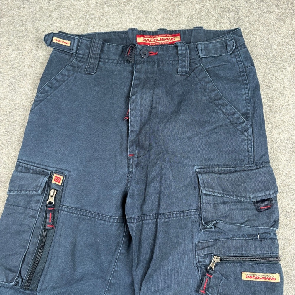 Paco Jeans Cargo Pants Boys Size 12 Navy Blue Y2K Baggy Gorpcore Utility Skater